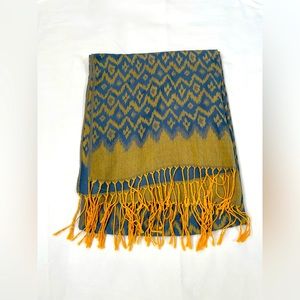 100% Pashmina Shawl Blue/Gold